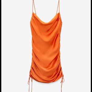 ZARA | Orange Satin | Dress Mini | XS
